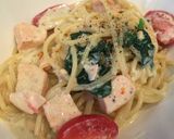 サーモンの味噌クリームうどん♡パスタ作り方9写真