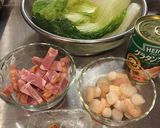 白菜と魚介類ベーコンのグラタン作り方1写真