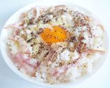 電子レンジで　簡単カルボナーラ丼作り方4写真