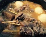 味噌仕立ての牛スジとコンニャク、味玉添え作り方6写真
