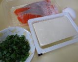 漢方医お勧め薬膳！三文魚豆腐蒸蛋作り方1写真
