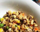簡単！ひき肉とミックスベジタブル炒飯作り方2写真
