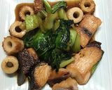 ぶりとチンゲンサイとちくわのすき焼き風煮作り方4写真