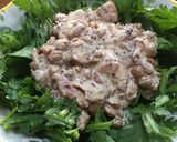 冬☆春菊と納豆と鯖缶のサラダ作り方3写真