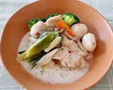 ねぎと里芋の和風クリームチキン煮込み作り方5写真