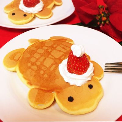 ふわふわカメさんホットケーキ♡ 朝食が楽しくなる⭐かめさんのホットケーキ by mew⁂mam