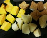 カボチャとおじゃが煮作り方1写真