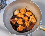 鶏唐揚げの照り焼き卵とじ作り方2写真