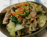 蓮根の歯応えが嬉しい！豚肉と野菜の塩炒め作り方8写真