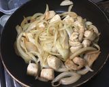 ＊鶏肉キャベツのトマト豆腐クリームパスタ作り方4写真