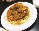 ＊鶏肉キャベツのトマト豆腐クリームパスタ作り方5写真