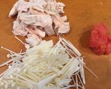 ササミとえのきの明太子あん作り方1写真