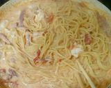 トマトソースDE水漬けエビクリームパスタ作り方16写真