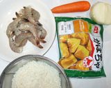 冷凍かぼちゃと海老のピラフ♪簡単作り方1写真