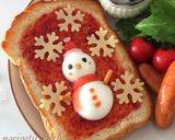 雪だるまのピザトーストdeワンプレート♡作り方3写真