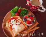雪だるまのピザトーストdeワンプレート♡作り方5写真