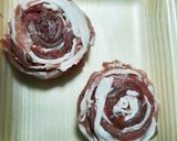 豚バラ肉の巻きステーキきのこソース作り方1写真