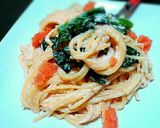 ちぢみほうれん草と明太子のクリームパスタ作り方9写真