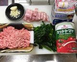 ひき肉とほうれん草のトマトバジルパスタ作り方1写真