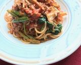 ひき肉とほうれん草のトマトバジルパスタ作り方5写真