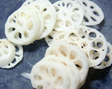 美味しい蓮根の挟み焼き：鶏豚椎茸の詰め物作り方2写真