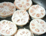 美味しい蓮根の挟み焼き：鶏豚椎茸の詰め物作り方13写真