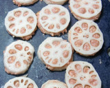 美味しい蓮根の挟み焼き：鶏豚椎茸の詰め物作り方11写真