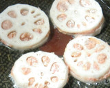 美味しい蓮根の挟み焼き：鶏豚椎茸の詰め物作り方15写真