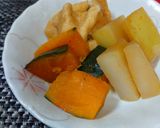 南瓜と大根と油揚げのこりゃー旨い煮物作り方1写真