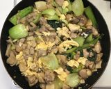 鳥もも肉と青梗菜のふわふわ卵ポン酢炒め作り方5写真