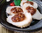 むきくるみ味噌で蒟蒻 里芋の田楽作り方6写真