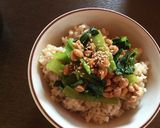 納豆と小松菜の油炒めのご飯作り方3写真