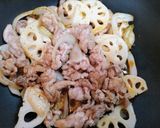 節約簡単夕飯主菜！豚こまとれんこんの生姜焼き弁当作り方9写真