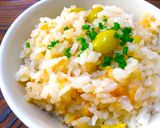 お餅アレンジ☆銀杏のもちもち炊き込みご飯作り方5写真