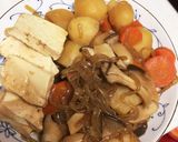 すき焼き風豆腐ときのこの煮物作り方5写真