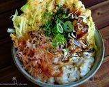 レンジ調理☆お好み焼き定食風ねこまんま！作り方5写真