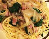ベーコンとキノコ、ほうれん草の和風パスタ作り方6写真