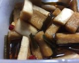 大根切って合わせ調味料に入れる醤油漬け作り方7写真