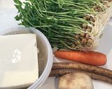 豆苗と根菜の白和え作り方1写真