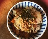 雑煮風蕎麦の納豆かけ作り方3写真