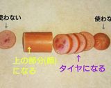 キャラ弁に★ウインナーで乗り物(くるま)作り方4写真