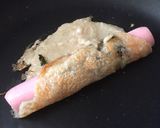 魚肉ソーセージでお好み焼き巻き作り方5写真