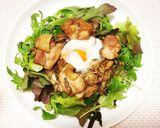 簡単♡鶏肉ときのこのホットサラダ温玉のせ作り方4写真