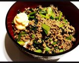 挽き肉と小松菜の塩バター丼作り方8写真