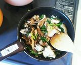 何食べ⭐きのことツナとかぶの葉和風パスタ作り方3写真