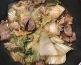 白菜と豚肉の卵とじ丼作り方3写真