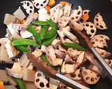 鶏胸肉とれんこんのみそ豆板醤炒め作り方7写真