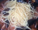 イカわたとセロリのトマトスパゲティ作り方8写真