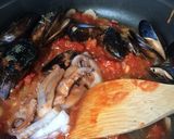 イカわたとセロリのトマトスパゲティ作り方7写真