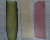 子ども弁当★ハムチーズキュウリの3色巻き作り方2写真